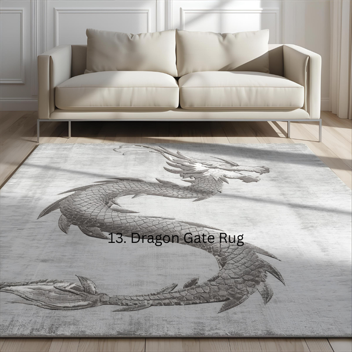 Silver Ascend Dragon Area Rug