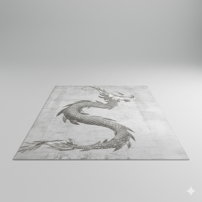 Silver Ascend Dragon Area Rug