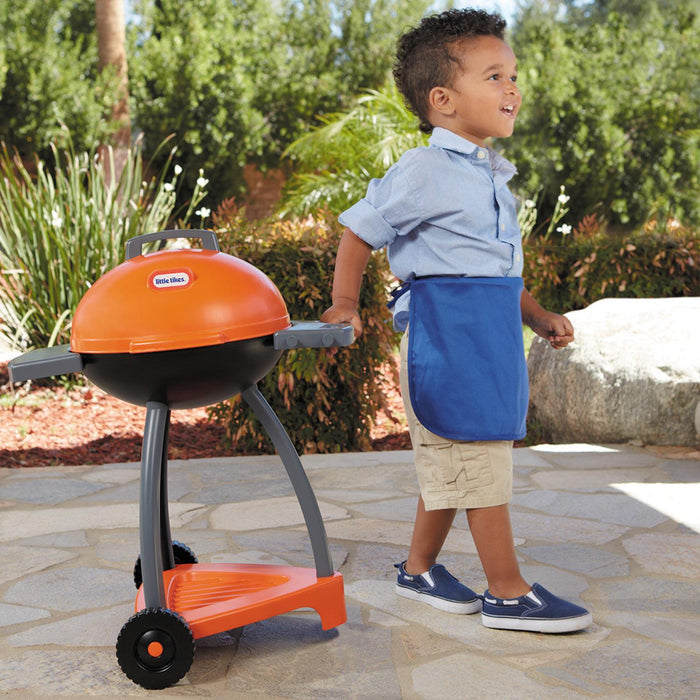 Kids can move the grill easy with the wheels on the base