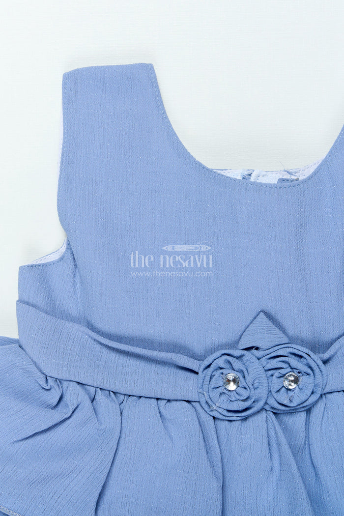 The Nesavu Baby Frocks Sleeveless Baby Frock In Georgette for Playdates and Photo Sessions Nesavu Nesavu sleeveless baby frock soft georgette pleated tiers casual wear outings
