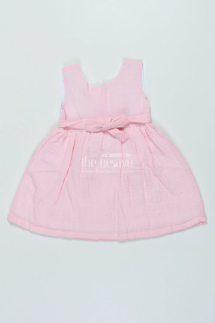 The Nesavu Baby Frocks Sleeveless Cotton Frock for Baby Girls for Birthdays and Casual Photoshoots Nesavu Nesavu muslin cotton frock baby girls milestone birthdays casual baby photoshoots