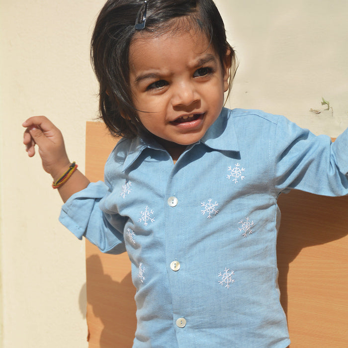 Snowflakes Embroidered Denim Shirt (1-10 Years)