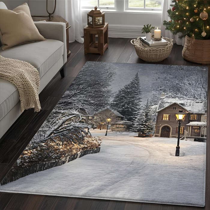 Snowy Village Area Rug