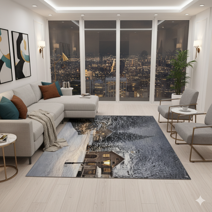 Snowy Village Area Rug