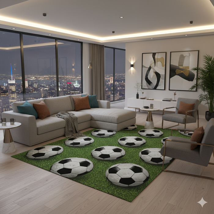 Soccer Ball Pattern Area Rug