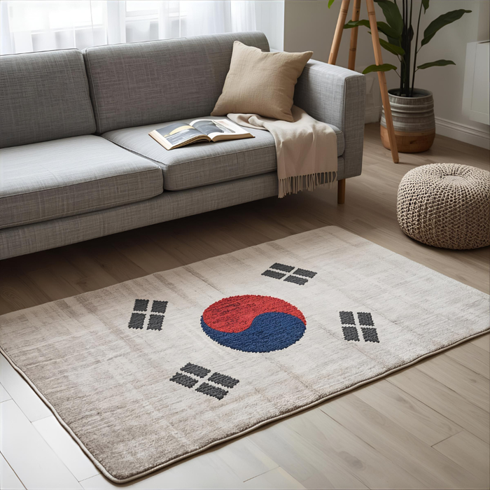 South Korea Minimal Flag Area Rug