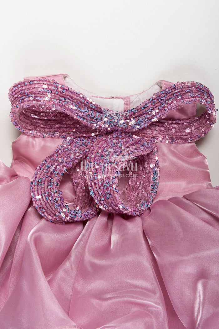 The Nesavu Girls Fancy Party Frock Special Occasion Baby Frock With Ruffles Perfect For Birthday Party Celebrations Nesavu Nesavu Pink Birthday Party Frock Girls Organza Ruffled Layers Sparkling Beaded Bow