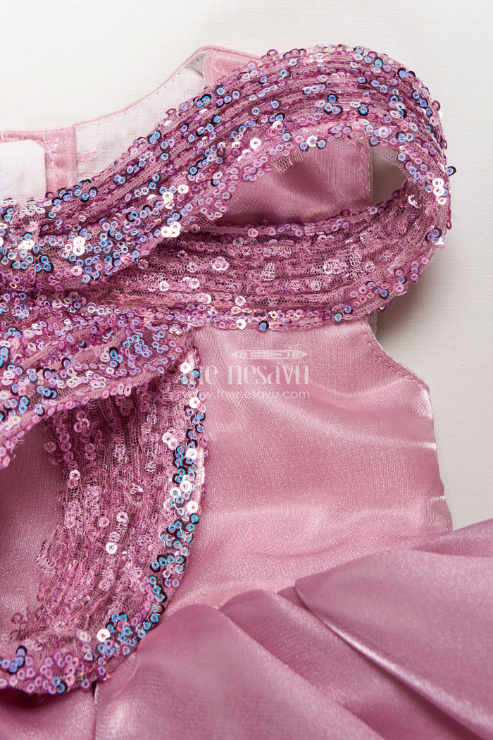 The Nesavu Girls Fancy Party Frock Special Occasion Baby Frock With Ruffles Perfect For Birthday Party Celebrations Nesavu Nesavu Pink Birthday Party Frock Girls Organza Ruffled Layers Sparkling Beaded Bow