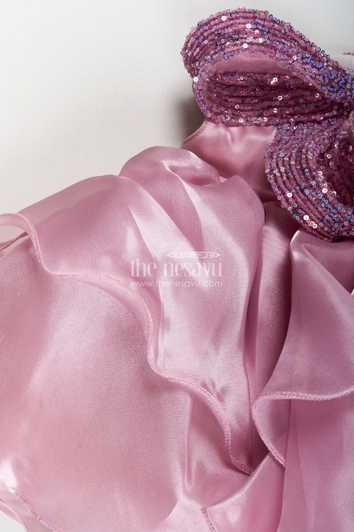 The Nesavu Girls Fancy Party Frock Special Occasion Baby Frock With Ruffles Perfect For Birthday Party Celebrations Nesavu Nesavu Pink Birthday Party Frock Girls Organza Ruffled Layers Sparkling Beaded Bow