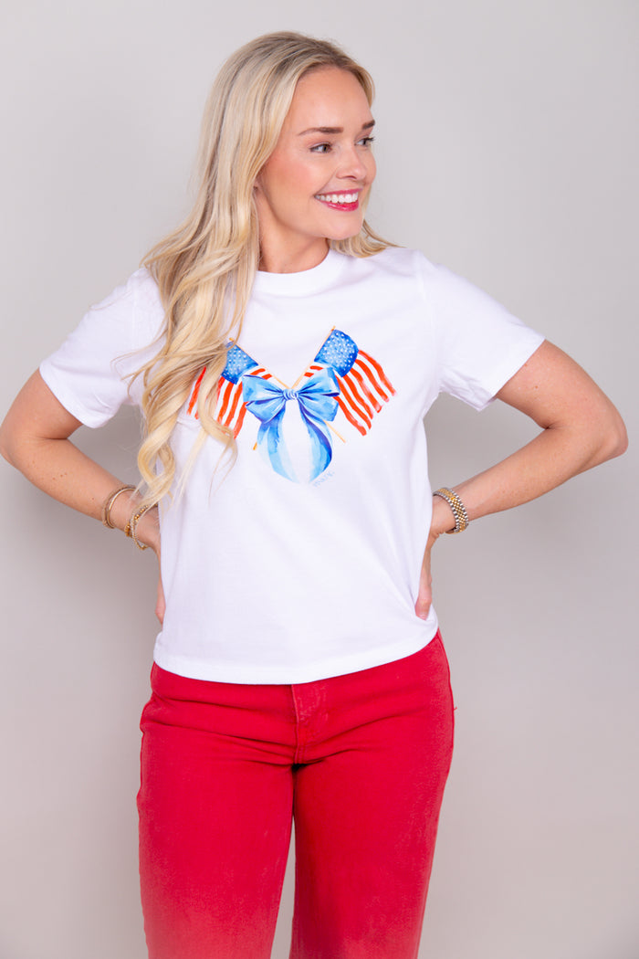 Stars, Stripes, and Bow Graphic Tee - FINAL SALE