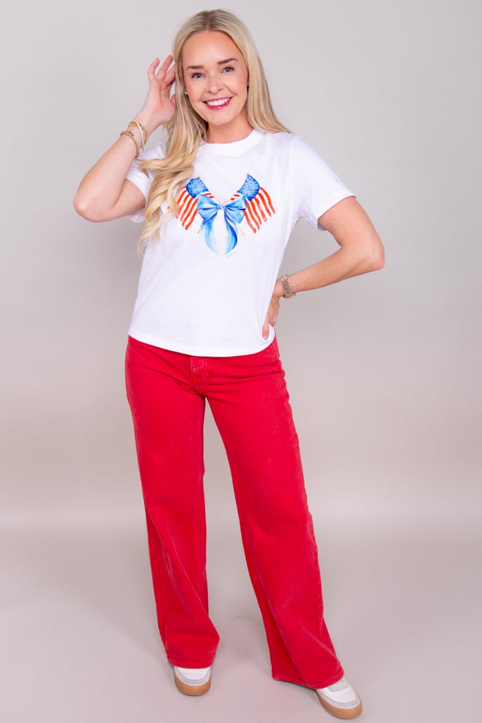 Stars, Stripes, and Bow Graphic Tee - FINAL SALE