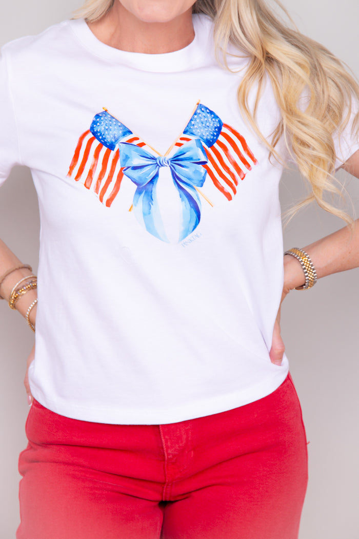 Stars, Stripes, and Bow Graphic Tee - FINAL SALE