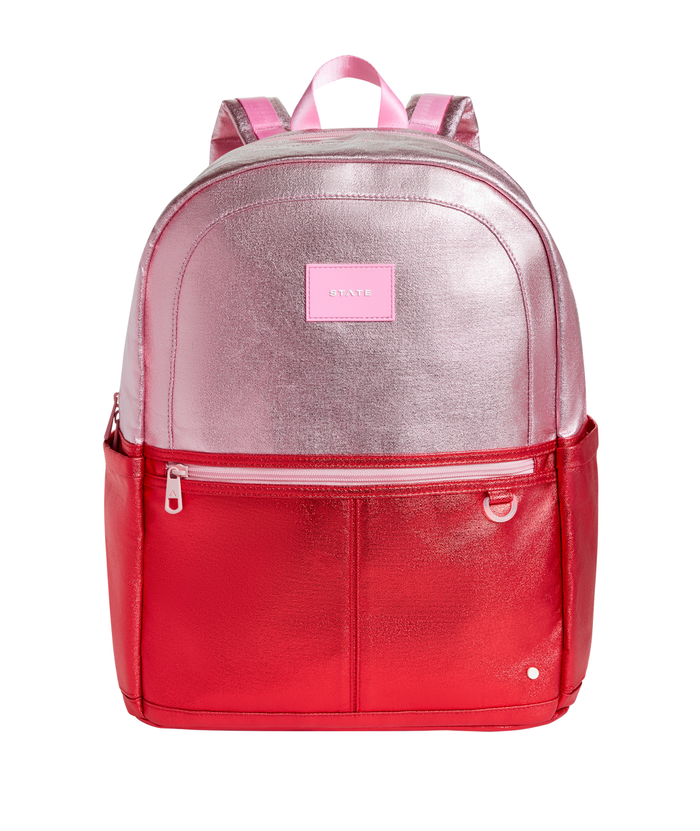 State Bags Kane Kids Double Pocket Large Backpack Pink/Red Colorblock Heart Accessories State bags Multi