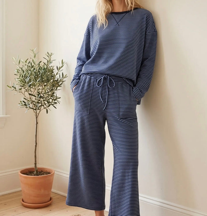 Striped Relaxed Knit Top - Blue & Navy