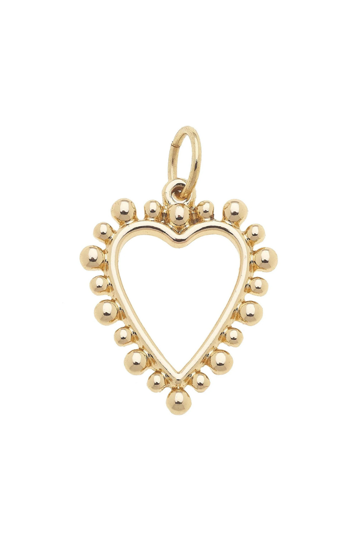 Studded Heart Charm in Shiny Gold