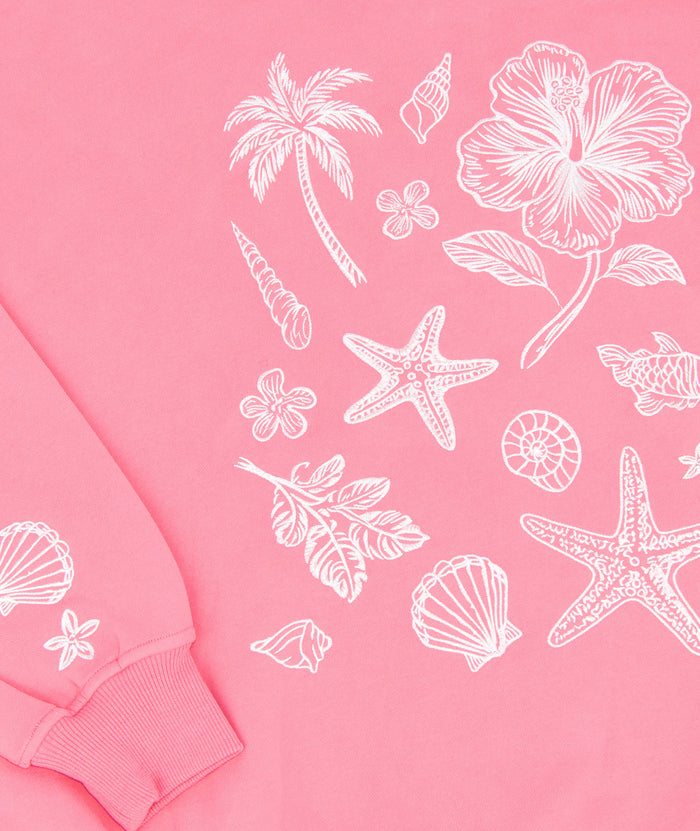 Sunkissed Coconut Juniors Hibiscus Pink Tropical Hoodie Womens Casual Tops Sunkissed Coconut