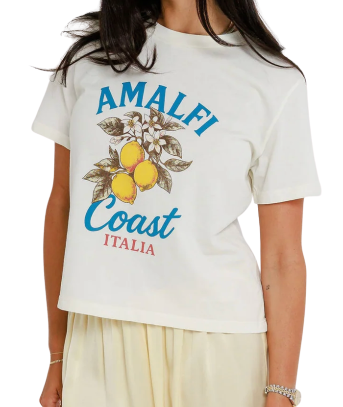 Sunny Somewhere Women Amalfi Coast Italia Everyday Tee Distressed/seasonal womens Sunny Somewhere White Juniors/Women XS