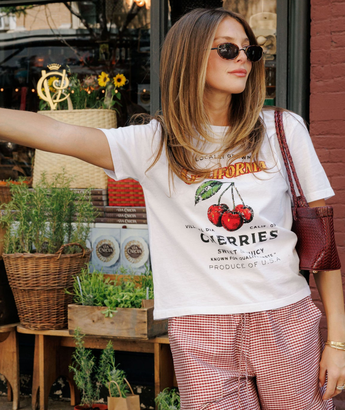 Sunny Somewhere Women Cherries Everyday Tee Womens Casual Tops Sunny Somewhere