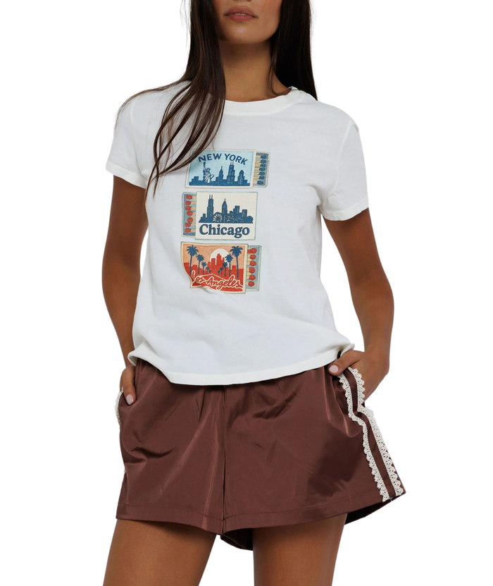 Sunny Somewhere Women Coast to Coast Matches Femme Crew Tee Womens Casual Tops Sunny Somewhere White Juniors/Women XS