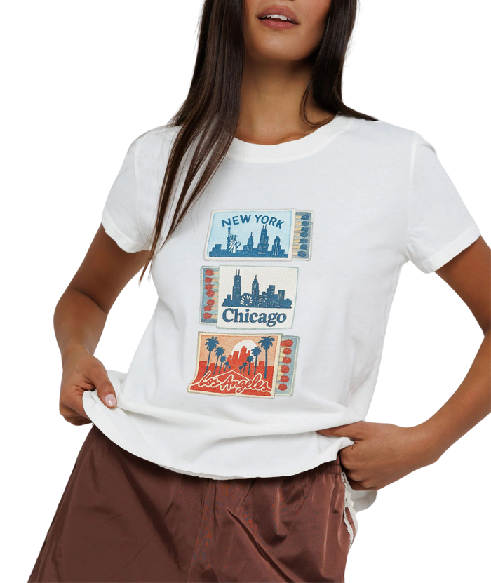 Sunny Somewhere Women Coast to Coast Matches Femme Crew Tee Womens Casual Tops Sunny Somewhere