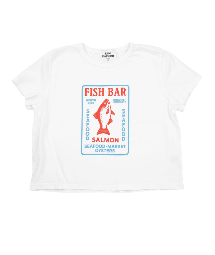Sunny Somewhere Women Nantucket Fish Bar Tiny Tee Womens Casual Tops Sunny Somewhere White Juniors/Women XS