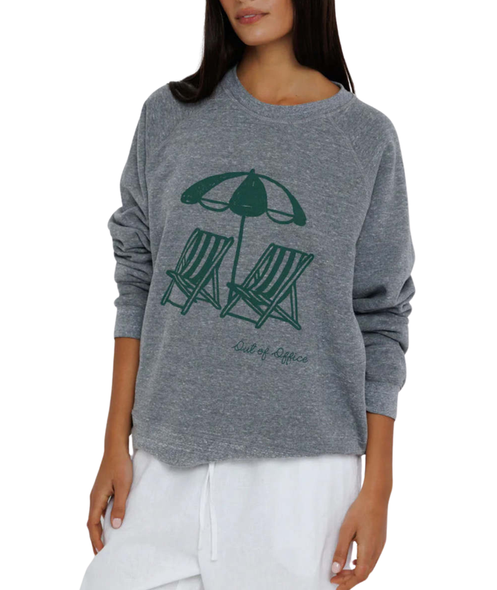 Sunny Somewhere Women Out of Office Sweatshirt Womens Casual Tops Sunny Somewhere Heather Grey Juniors/Women XS