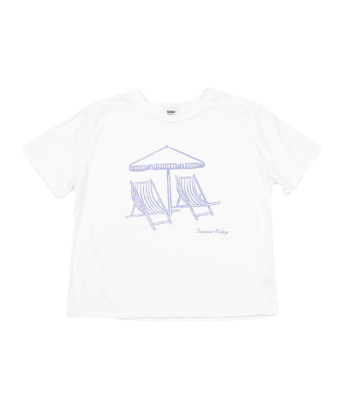 Sunny Somewhere Women Summer Fridays Everyday Tee Womens Casual Tops Sunny Somewhere White Juniors/Women XS