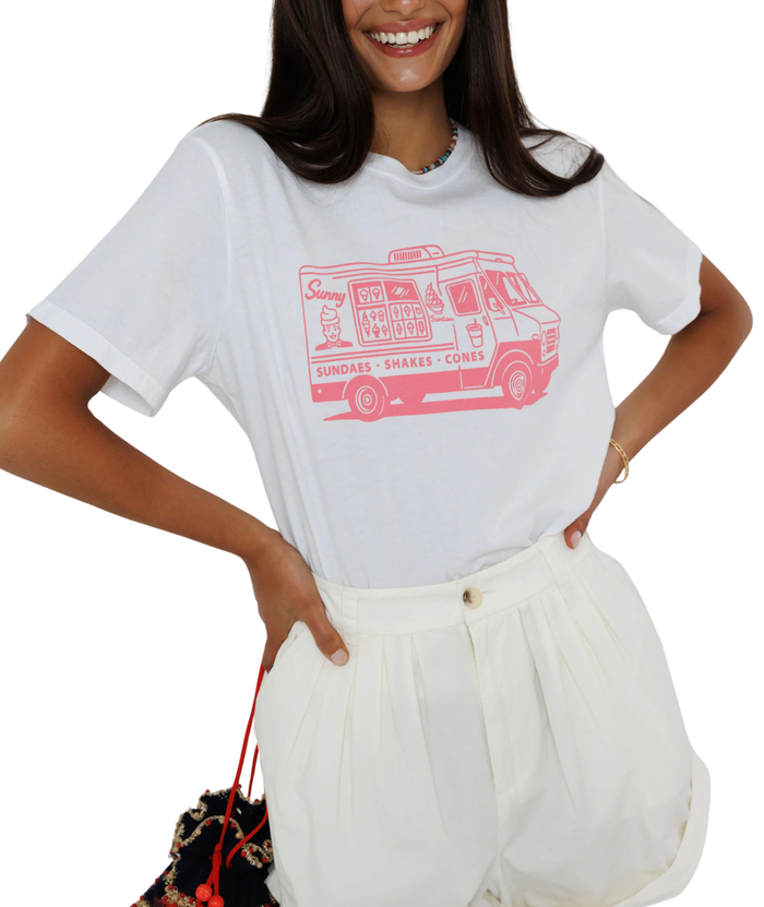Sunny Somewhere Women Sunny Ice Cream Everyday Tee Womens Casual Tops Sunny Somewhere White Juniors/Women XS