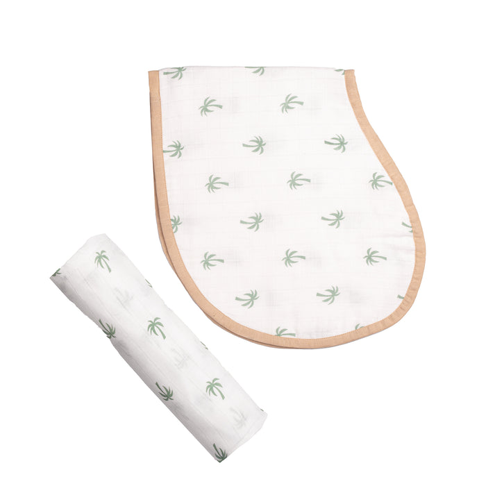 Swaddle & Burp Cloth Bib - Palm (0-12 Months)