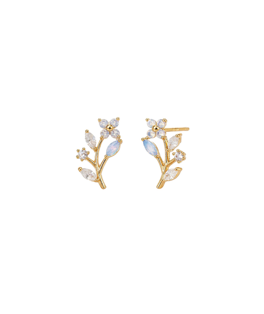 TAI Iridescent Crawling Flower Studs Jewelry - Trend TAI Gold