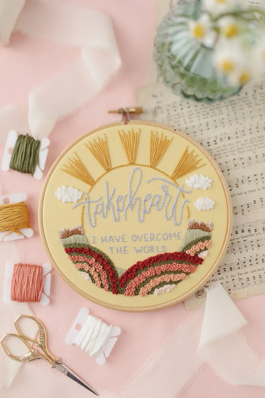 “Take Heart, I Have Overcome the World” Embroidery Kit