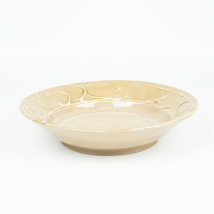 Tan Platter With White Details, Rich Agness, Stoneware, Plum Bottom Gallery
