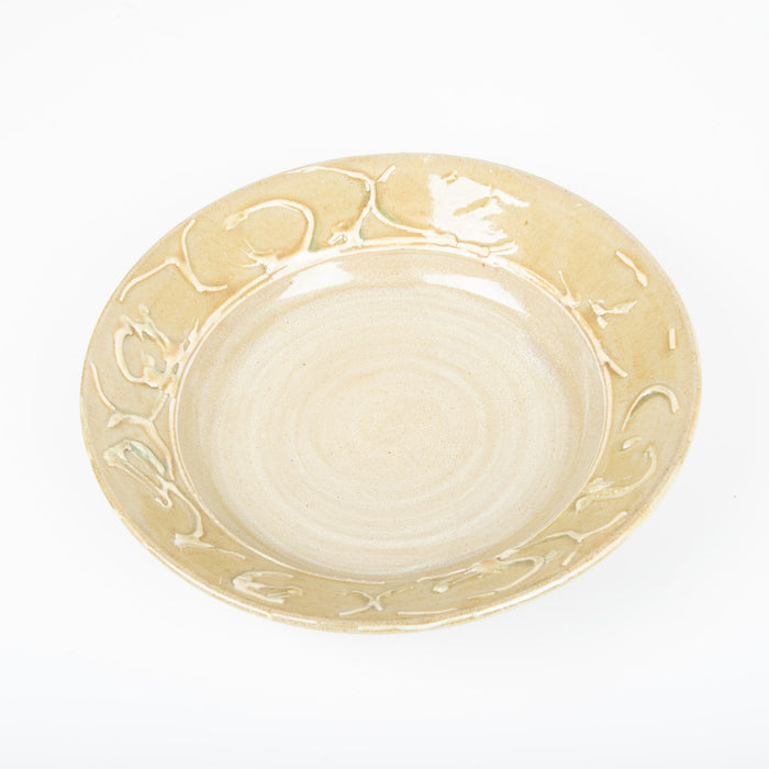 Tan Platter With White Details, Rich Agness, Stoneware, Plum Bottom Gallery