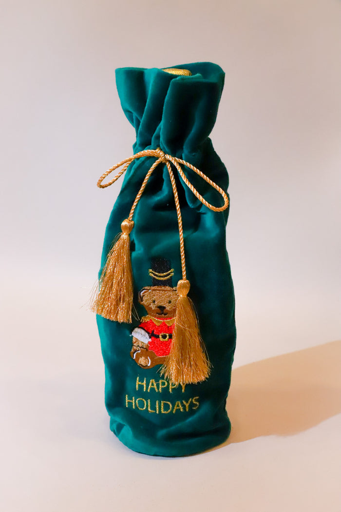 Teddy Bear Embroidered Wine Bag