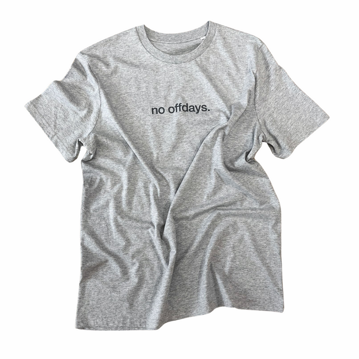 tee, no offdays, heather grey.