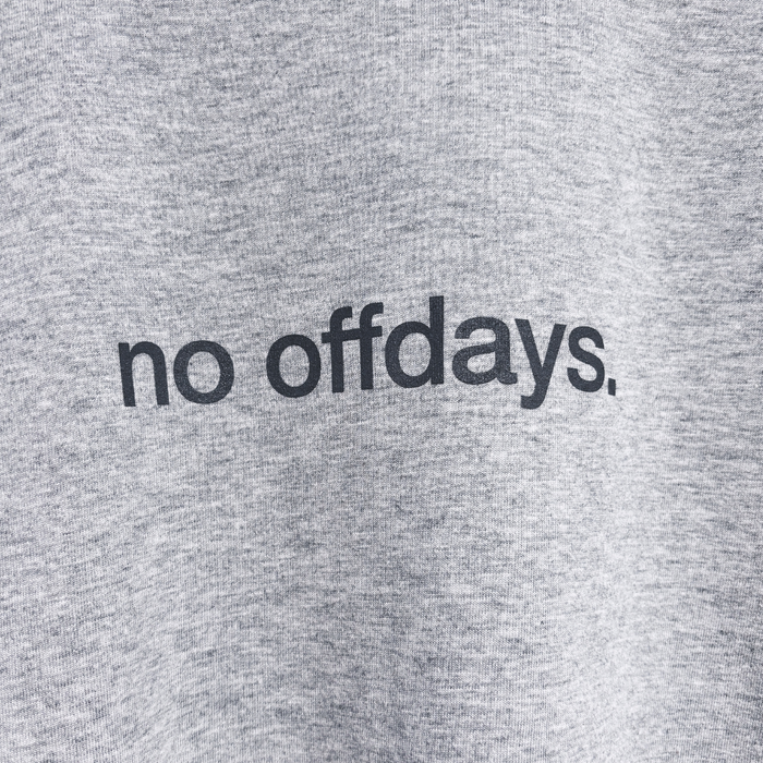 tee, no offdays, heather grey.