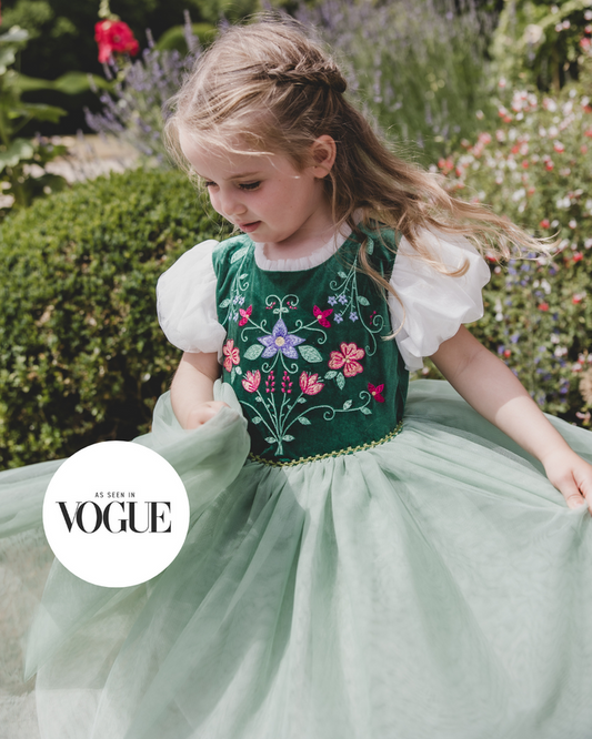The Annalise, embroidered velvet princess dress with a soft tulle skirt