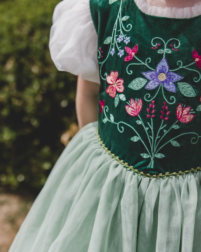 embroidered princess dress for girls as seen in VOGUE