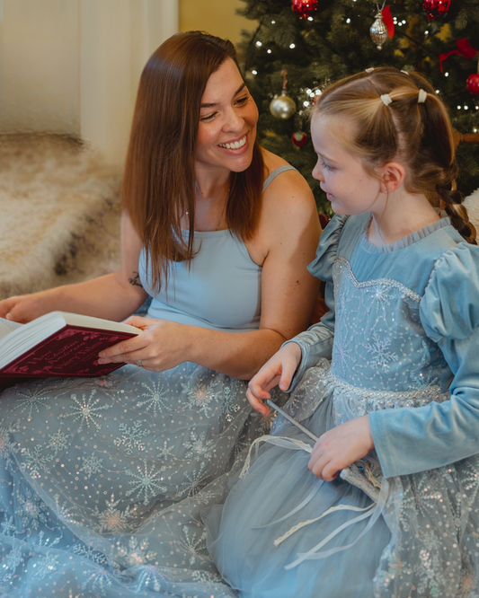 The Elissa, adult Snow Queen dress with a sparkly snowflake tulle skirt