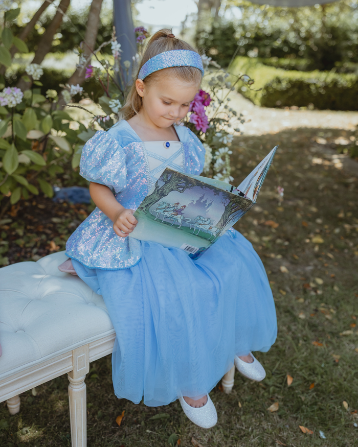 Blue sequin princess dress for girls - fourth view