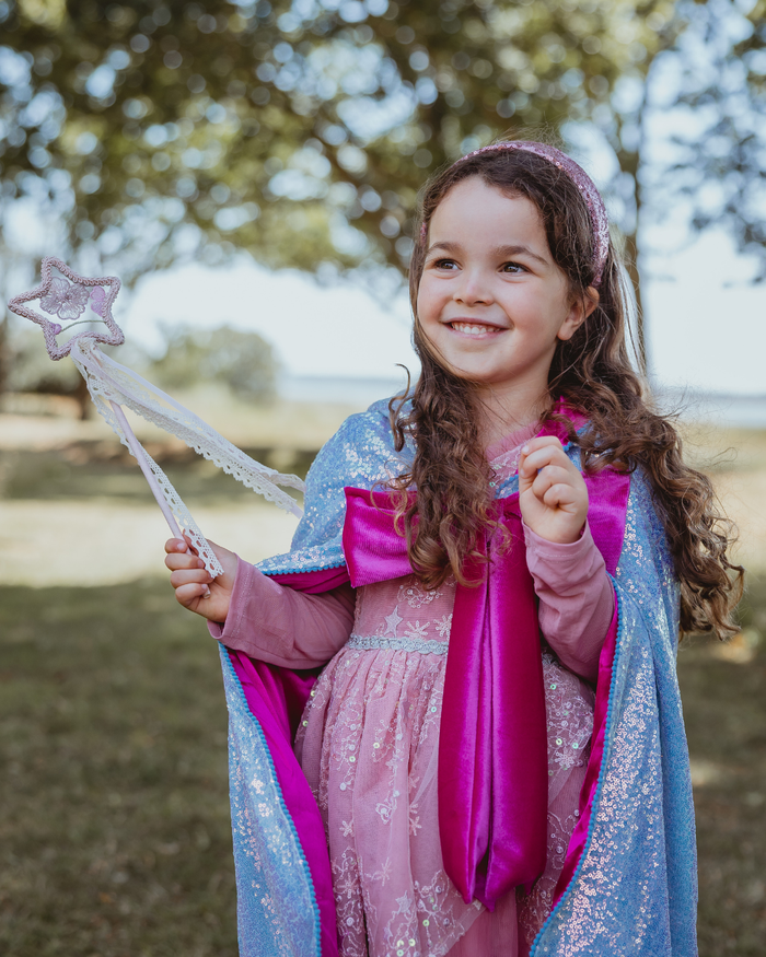 Blue sequin hooded fairy godmother cape - fourth view