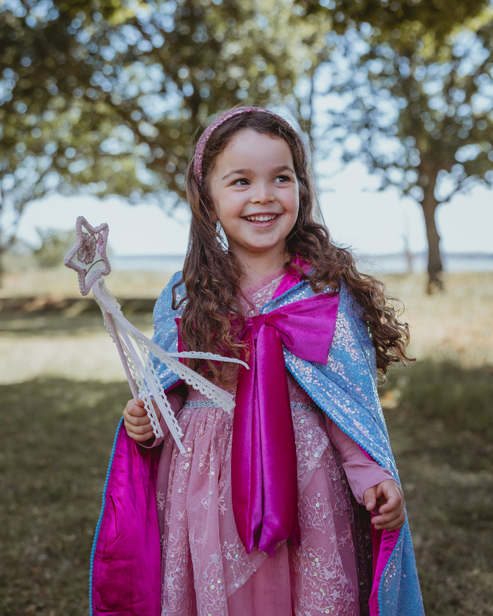 Blue sequin hooded fairy godmother cape - fifth view