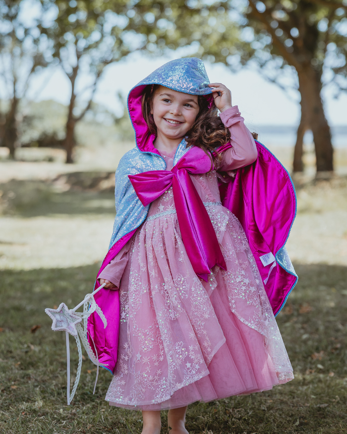 Blue sequin hooded fairy godmother cape - sixth view