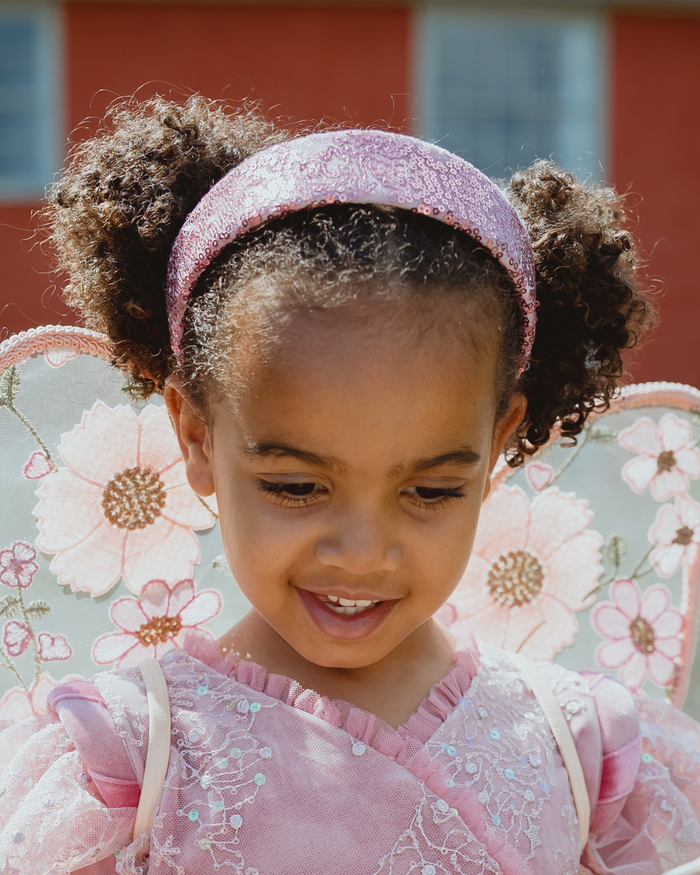 Star-embroidered tulle girls' headband with a soft velvet inner band