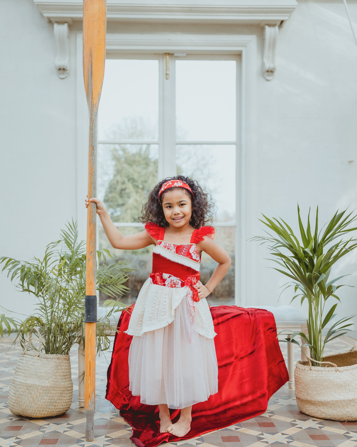 The Ocean Princess, velvet princess dress with cotton overskirt