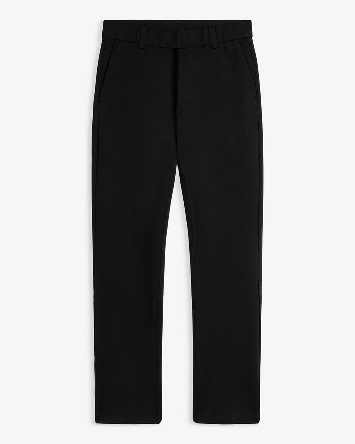 The Proper Pant Classic Straight Fit in black — front view laid flat