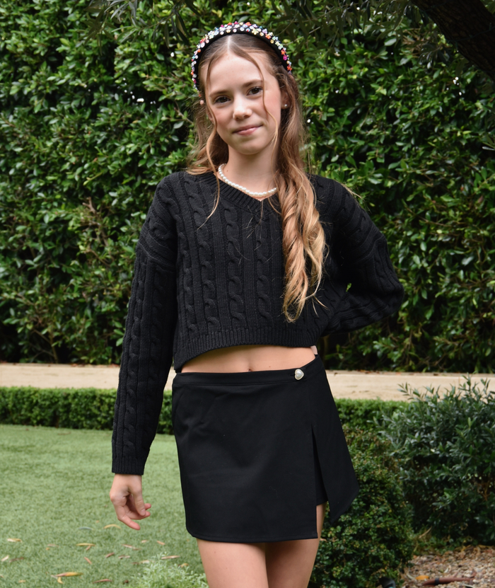 Theme Girls Dani Black Silver Heart Skort Distressed/seasonal girls Theme-NYC