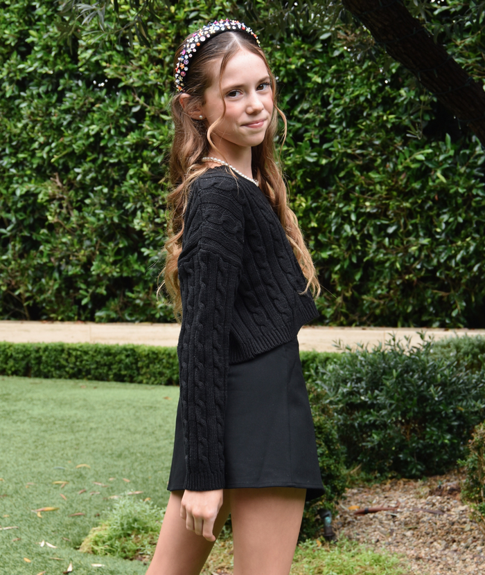 Theme Girls Dani Black Silver Heart Skort Distressed/seasonal girls Theme-NYC
