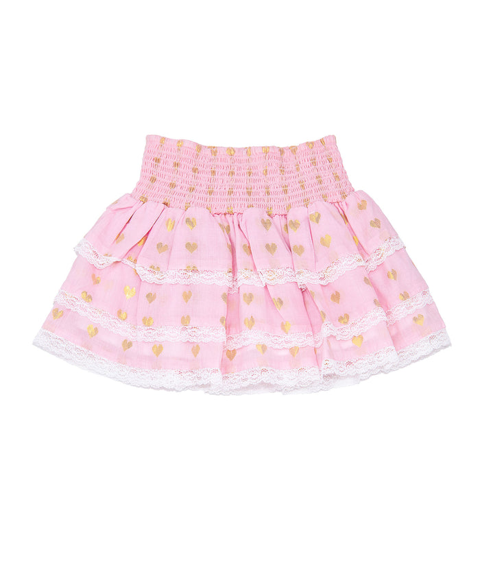 Theme Girls Gemma Pastel Pink Lace Hearts Ruffle Mini Skirt Distressed/seasonal girls Theme-NYC