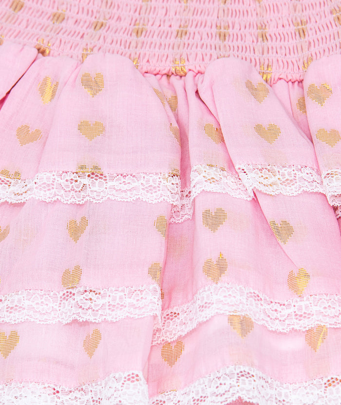 Theme Girls Gemma Pastel Pink Lace Hearts Ruffle Mini Skirt Distressed/seasonal girls Theme-NYC